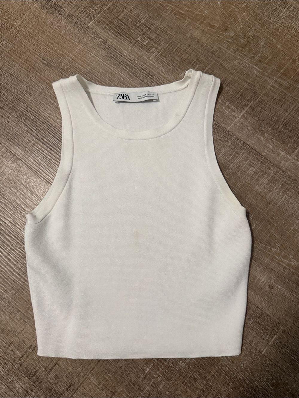 Zara Off-White Ribbed Crop Tank